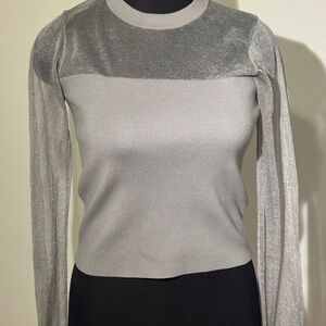 Simons Silver Sheer Sleeve Top